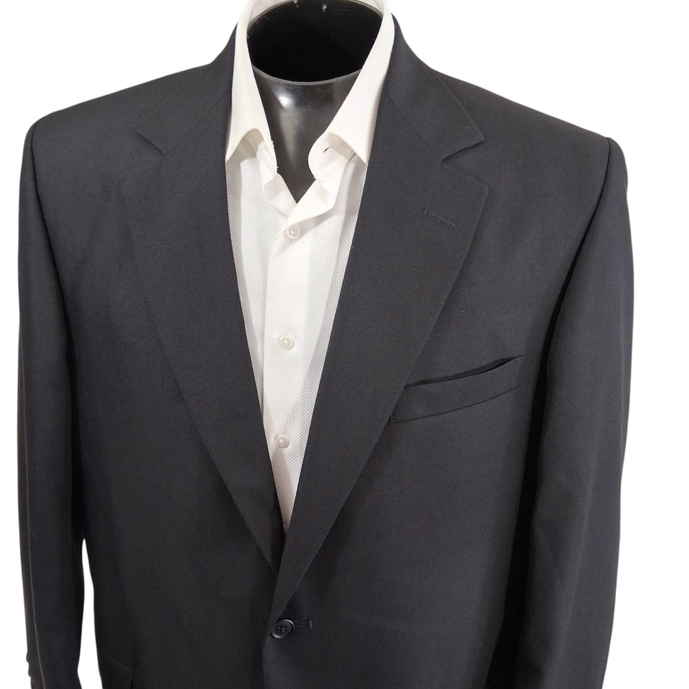 Hardwick Clothes Blazer Mens 42R Black Classic 2-Button Solid Sport Coat